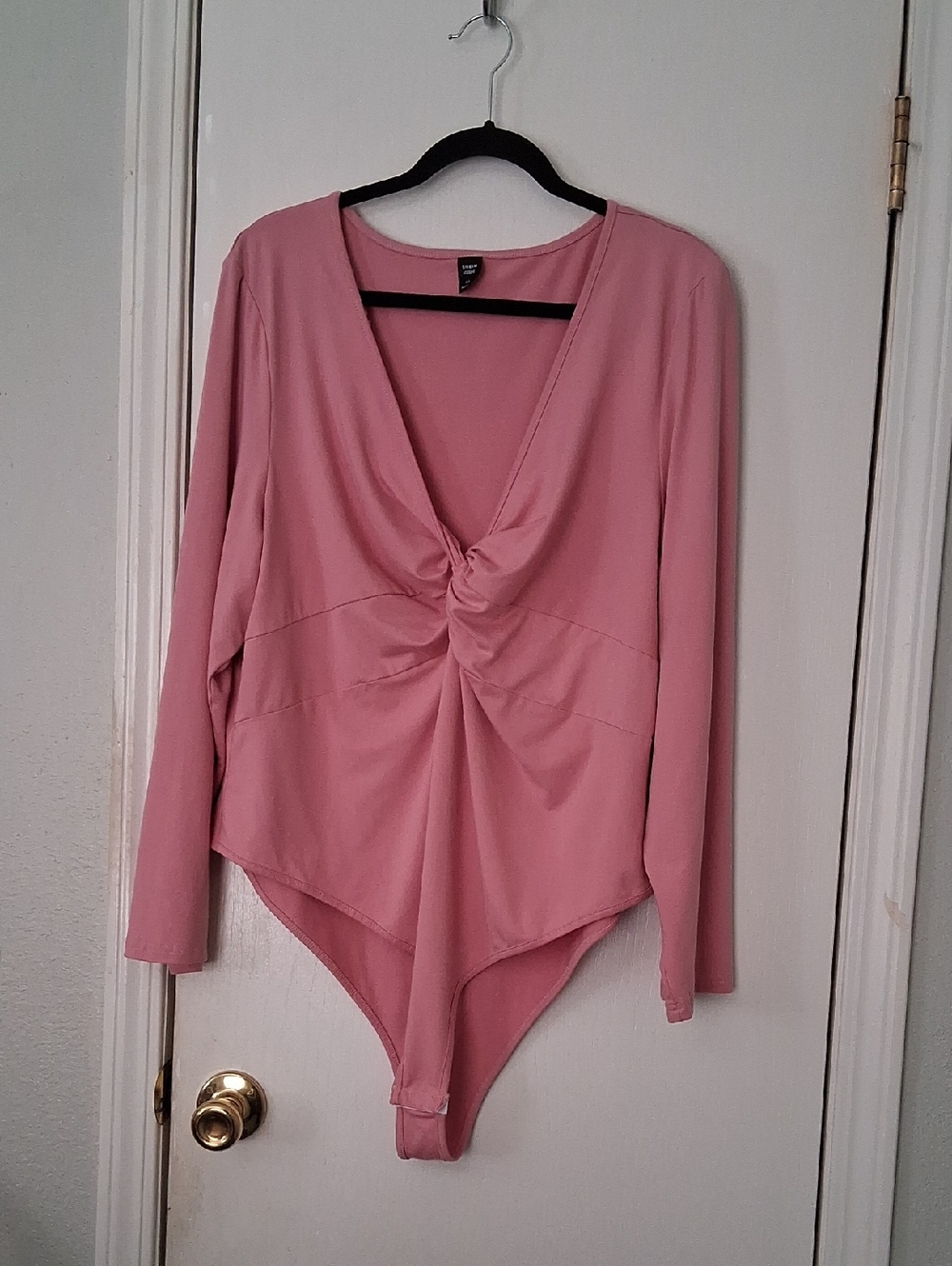 Shein Curve Mauve Pink Deep V-Neck Cotton/Bodysuit Plus Size 4XL